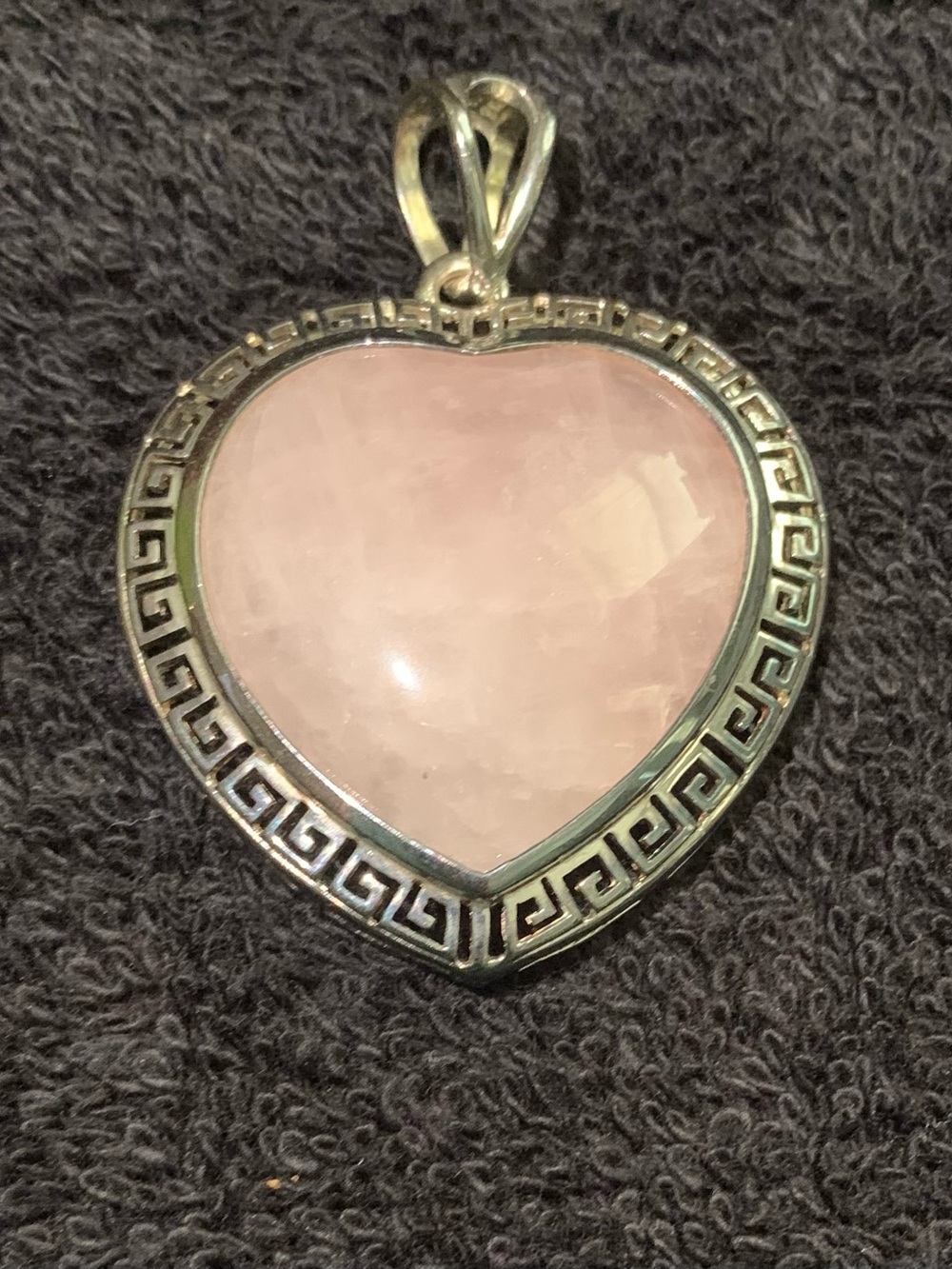 Sterling Sliver Heart-Shaped Rose Quartz Pendant